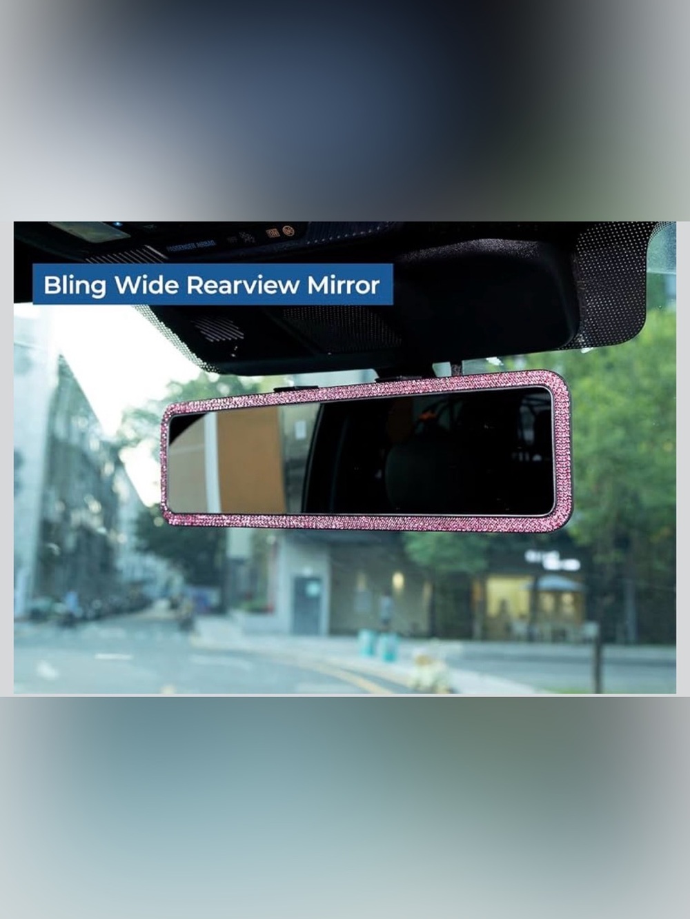 GUC | Universal Pink Crystal Rearview Wide clip on Mirror